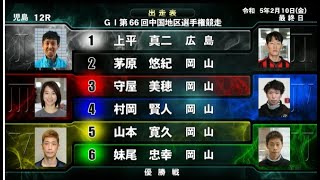 【G1中国地区選競艇】優勝戦①上平②茅原③守屋④村岡⑤山本寛⑥妹尾