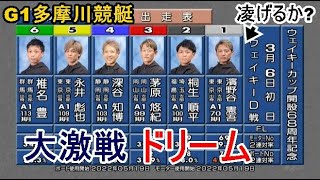 【G1多摩川競艇ドリーム】①濱野谷②桐生③茅原④深谷⑤永井彪⑥椎名